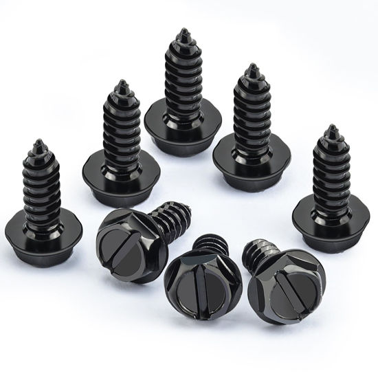 Picture of 8PCS Premium Stainless Steel License Plate Screws, Rust-Proof & Anti-Rattle License Plate Bolts(Black) (Black-8PCS)