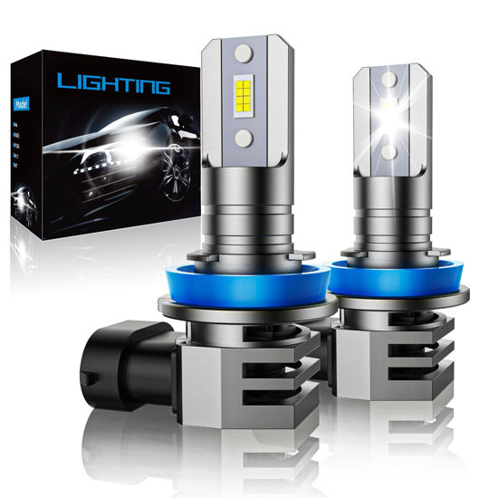Picture of RCJ H11 Bulbs, H8/H9/H16 Fog Light 6000K Cool White with Cooling Fan, Plug-N-Play, Pack of 2