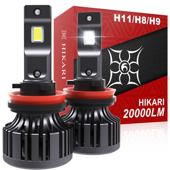 Picture of Hikari 2025 20000LM H11/H8/H9 LED Bulbs, 45W Upgraded Core-12 Chips, High Lumens Kit, 6000k Cool White, IP68 Waterproof, H16 Foglight