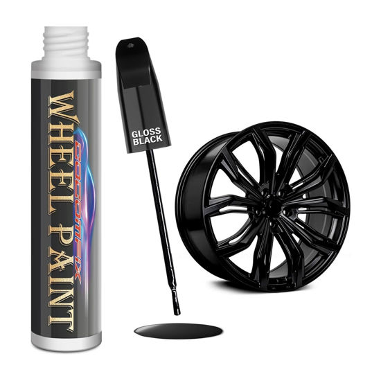 Picture of Gloss Black Rim Touch Up Paint, Car Wheel Scratch Repair Touch Up Paint Pen, Quickly Fix Rim Scratches, Curb Rashes and Surface Damage, Universal Color Black Rim Paint (Gloss Black)