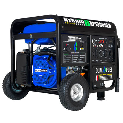 Picture of DuroMax XP13000EH Dual Fuel Portable Generator 13000 Watt Gas or Propane Powered Electric Start-Home Back Up, Blue/Gray