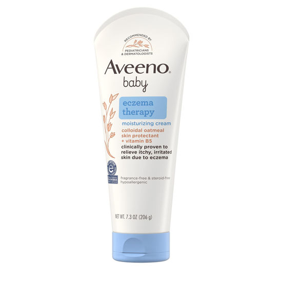 Picture of Aveeno Baby Eczema Therapy Moisturizing Cream, Natural Colloidal Oatmeal & Vitamin B5, Moisturizes & Relieves Dry, Itchy, Irritated Skin, Paraben & Steroid & Fragrance Free, 7.3 Oz