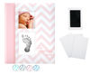 Picture of Pearhead Baby Memory Book, First 5 Years Baby Milestone Book, Pregnancy Journal, Gender Neutral Newborn Keepsake, With Clean-Touch Ink Pad For Baby's Handprint or Footprint, Pink Chevron