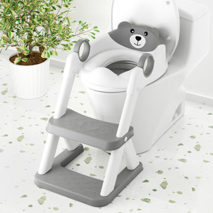 Picture of COOSEYA Toilet Seat, Potty Training Seat for Toddler, Upgraded 2-in-1 Potty Toilet Training for Boys and Girls,Waterproof Cushioned Mat with Non-slip Step Stool