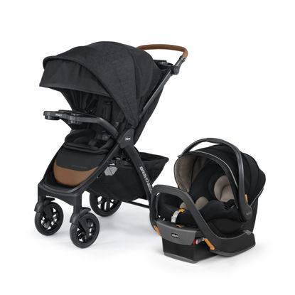 Picture of Chicco Bravo Primo Trio Travel System, Quick-Fold Stroller with Chicco KeyFit 35 Zip Extended-Use Infant Car Seat and Stroller Combo | Springhill/Black