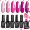Picture of Beetles Pink Gel Nail Polish Set, 6 Colors Hot Pink Glitter Sparkle Light Pink Nail Polish Kit Snowflake Gift Set for Girls Soak off Uv Led Nail Gel DIY Valentines Day Gifts for Women