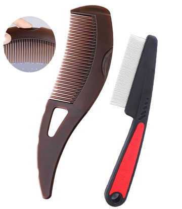 Picture of Dandruff Comb, Stainless Steel Fine Tooth Comb, Scalp Psoriasis Comb, Dandruff Remover Comb Scalp Sweep Detoxing Comb, Lice Comb Multifunctional Hairbrush For Scalp Massage Combs for Women Men Kids