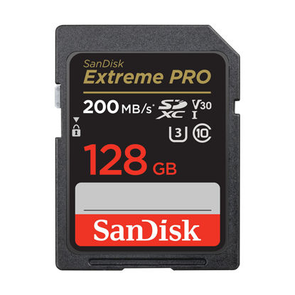 Picture of SanDisk 128GB Extreme PRO SDXC UHS-I Memory Card - C10, U3, V30, 4K UHD, SD Card - SDSDXXD-128G-GN4IN