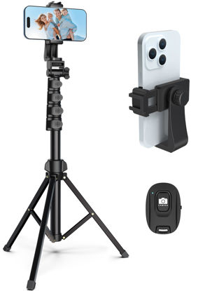Picture of Liphisy 64” Tripod for Cell Phone & Camera, Phone Tripod with Remote and Phone Holder, Portable Tripod for iPhone, Phone Tripod for Video Recording, Cell Phone Tripod Mount Stand for Cellphone