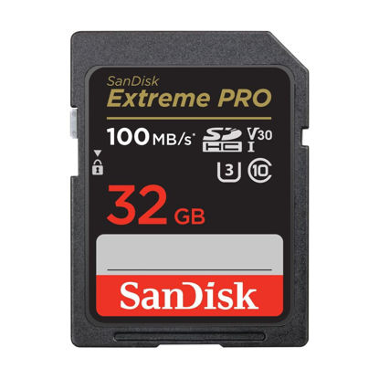 Picture of SanDisk 32GB Extreme PRO SDHC UHS-I Memory Card - C10, U3, V30, 4K UHD, SD Card - SDSDXXO-032G-GN4IN