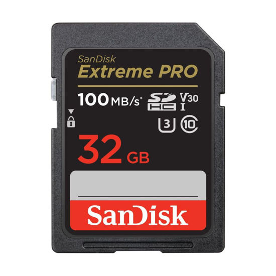 Picture of SanDisk 32GB Extreme PRO SDHC UHS-I Memory Card - C10, U3, V30, 4K UHD, SD Card - SDSDXXO-032G-GN4IN