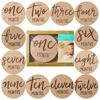 Picture of Kate & Milo Baby Monthly Milestone Marker Discs - Classic Cursive Script Wooden Discs with Reversible Photo Props for Baby Announcement and Milestones, Gender-Neutral Gift for Newborn Boy and Girl