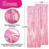 Picture of Voircoloria 2 Pack Laser Pink Tinsel Foil Fringe Curtains, Valentines Day Pink Decorations, Metallic Tinsel Party Streamers Backdrop for Birthday Bachelorette Graduation Wedding Party Decorations