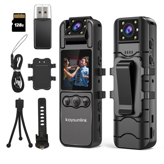 Picture of 【Upgraded】1.4” Screen Body Camera with Audio and Auto Video Night Vision 1080P FHD Mini Police Wearable Body Worn Cam Portable Small Personal Camcorder Sport Action Outdoor Video Recorder (128GB)