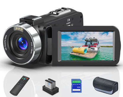 Picture of GTYOLOR 8K 64MP Video Camera 18X Digital Camcorder Video Camera for YouTube 3.0 inch Flip Screen Camcorder Vlogging Camera with 32GB SD Card, 2.4G Remote Control, Two Batteries and External Mic