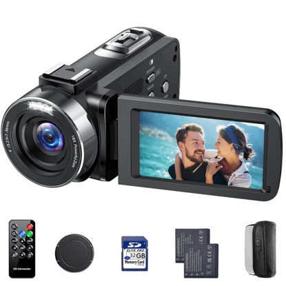 Picture of CAMWORLD 4K Video Camera Camcorder 42MP YouTube Vlogging Camera 18X Digital Zoom Webcam 3.0 Inch 270 Degree Rotation Screen Camcorders with 32G SD Card and 2 Batteries Recording While Charging