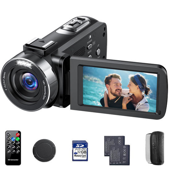 Picture of CAMWORLD 4K Video Camera Camcorder 42MP YouTube Vlogging Camera 18X Digital Zoom Webcam 3.0 Inch 270 Degree Rotation Screen Camcorders with 32G SD Card and 2 Batteries Recording While Charging