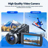 Picture of CAMWORLD 4K Video Camera Camcorder 42MP YouTube Vlogging Camera 18X Digital Zoom Webcam 3.0 Inch 270 Degree Rotation Screen Camcorders with 32G SD Card and 2 Batteries Recording While Charging
