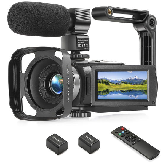 Picture of Camcorder FHD 1080P Video Camera for YouTube with 30FPS 36MP 3.0 Inch 270 Degree Rotation LCD, 16X Digital Zoom Vlogging Camera for Beginners with 2 Batteries Microphone, Remote, Stabilizer, Lens Hood