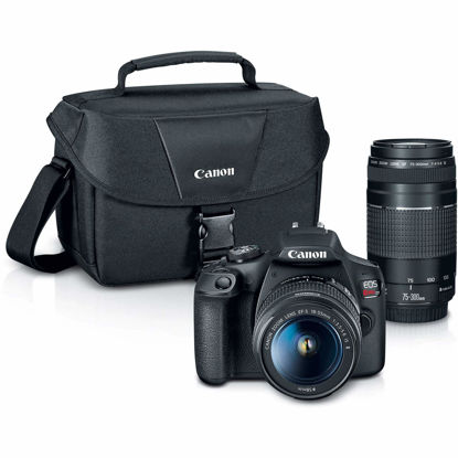 Picture of Canon EOS Rebel T7 DSLR Camera|2 Lens Kit with EF18-55mm + EF 75-300mm Lens, Black