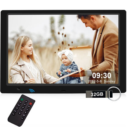 Picture of 10.1 Inch Digital Picture Frame with 32GB USB Flash Drive, KECAG 1920x1080 HD IPS Screen Digital Photo Frame, Motion Sensor, Video, Music, Share Moments via SD Card or USB, with Remote Control