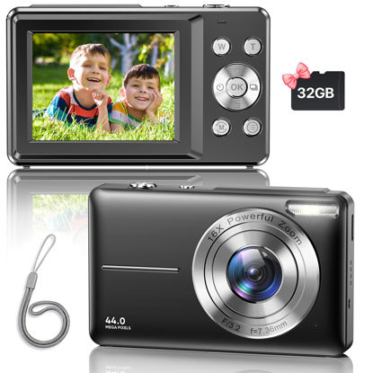 Picture of Digital Camera, Upgraded FHD 1080P Digital Camera with Strap 32GB SD Card 16X Digital Zoom Compact Point and Shoot Camera for Kids Portable Cameras Small Camera for Teens Boys Girls Seniors