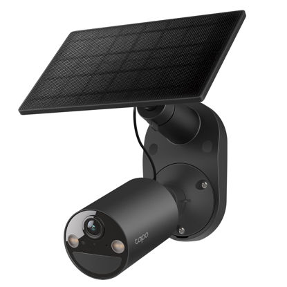 Picture of Tapo SolarCam C403 Kit, Outdoor Battery Camera w/Solar Panel, Wireless, 1080P, Free Person Detection, SD/Cloud Storage, Color Night Vision, Built-in Spotlights & Alarm, No Hub Needed, Black