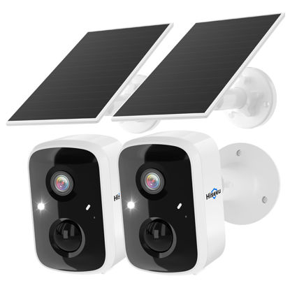 Picture of Hiseeu Solar Security Cameras Wireless Outdoor 2 Pack, Battery Powered 3K 4MP wifi Cameras for Home Surveillance, PIR/AI Motion Detection, Waterproof, Color Night Vision, 2-Way Audio, Cloud/SD Storage
