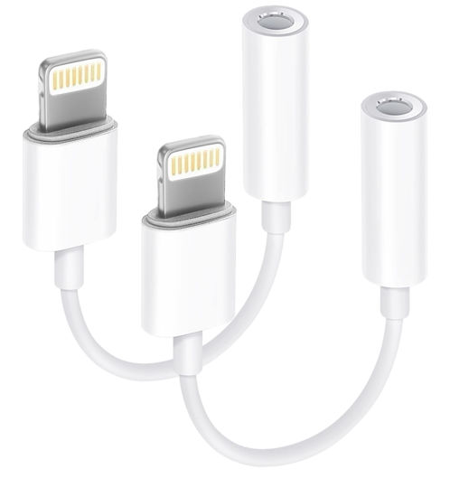 Picture of Apple MFi Certified 2 Pack Lightning to 3.5 mm Headphone Jack Adapter for iPhone, iPhone Aux Adapter Converter Dongle Audio Cable Compatible with iPhone 14 13 12 11 X XS 8 7