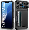 Picture of BXYJY for iPhone 16 Pro Max Case Wallet, Built-in Card Holder (4-5 Cards), Slide Camera Cover, Military Drop Protection, Rugged Heavy Duty Men Women Protective Phone Case for iPhone 16 Pro Max, Black