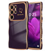 Picture of LCHULLE for Samsung Galaxy S24 Ultra Case for Women Girls, Cute Wave Frame Curly Shape with Love Heart Raised Camera Protection Luxury Plating Shockproof Phone Case for Galaxy S24 Ultra 5G,Dark Purple