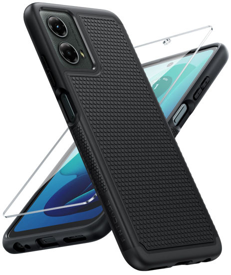 Picture of FNTCASE for Motorola Moto G-5G-2024 Case: Dual Layer Heavy Duty Cell Phone Protective Cover Shockproof Rugged with Non-Slip Textured - Military Drop Protection Bumper Tough Case (Black)