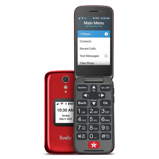 Picture of LIVELY Jitterbug Flip2 - Flip Cell Phone for Seniors - Not Compatible with Other Wireless Carriers - Must Be Activated Phone Plan - Red
