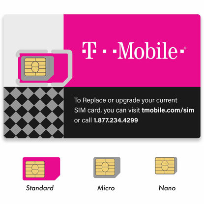 Picture of (2 Pack) Authentic Official T-Mobile SIM Card Micro/Nano/Standard GSM 4G/3G/2G LTE Prepaid/Postpaid Starter Kit Unactivated Talk Text Data & Hotspot