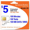 Picture of SpeedTalk Mobile $5 Prepaid Wireless Pay Go Plan for Smartphones & Cellphones | 5G 4G LTE | 100 Talk, 100 Text, 100 MB Data |Triple Cut (Mini,Micro,Nano) Sim Card | No Contract | 30-Day Service