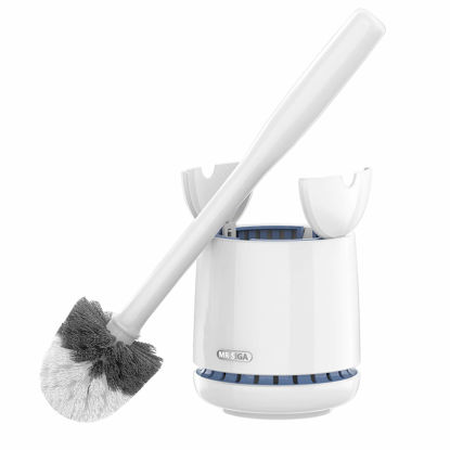 Picture of MR.SIGA Toilet Bowl Brush and Holder, Premium Quality, with Solid Handle and Durable Bristles for Bathroom Cleaning, White, 1 Pack