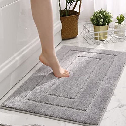 Picture of GRANNY SAYS Gray Bathroom Rugs, Bath Mats for Bathroom Non-Slip, Super Soft and Water Absorbent, Microfiber Bath Rugs, Machine Wash Dry, Bathroom Rugs for Bathroom Floor, Tub and Shower, 16" x 24"