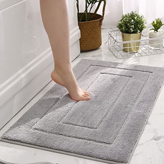 Picture of GRANNY SAYS Gray Bathroom Rugs, Bath Mats for Bathroom Non-Slip, Super Soft and Water Absorbent, Microfiber Bath Rugs, Machine Wash Dry, Bathroom Rugs for Bathroom Floor, Tub and Shower, 16" x 24"