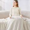 Picture of BEDELITE Fleece Throw Blanket for Couch - 300GSM Soft & Warm Fluffy Cream White Blanket, Decorative and Giftable Striped Blankets for Women, Men, 50"x60"