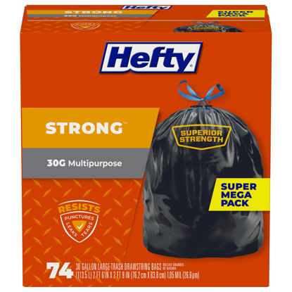 Picture of Hefty Strong Large Trash Bags, 30 Gallon, 74 Count (Packaging may vary)