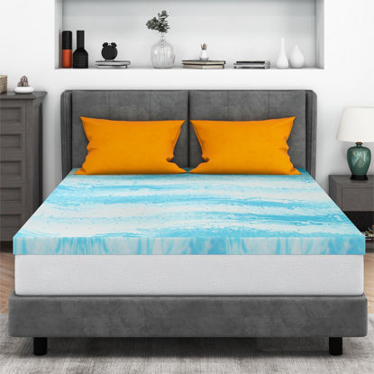 Picture of Mattress Topper Queen, 3 Inch Gel Memory Foam Bed Topper for Queen Size Bed, CertiPUR-US Certified, Blue
