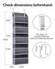 Picture of ULG 1 Pack Over Door Organizer with 5 Large Pockets 10 Mesh Side Pockets, 44 lbs Weight Capacity Hanging Storage Organizer with Clear Window Kids Toys, Shoes, Diapers, Dark Grey, 5 Layers