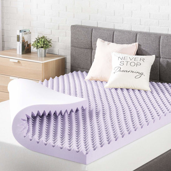 Picture of Best Price Mattress 3 Inch Egg Crate Memory Foam Mattress Topper with Soothing Lavender Infusion, CertiPUR-US Certified, Twin