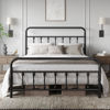 Picture of Yaheetech Classic Metal Platform Bed Frame Mattress Foundation with Victorian Style Iron-Art Headboard/Footboard/Under Bed Storage/No Box Spring Needed/Queen Size Black