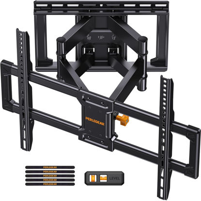 Picture of Perlegear UL Listed Full Motion TV Wall Mount for 42-85 inch TVs up to 132 lbs, TV Mount with Dual Articulating Arms, Tool-Free Tilt, Swivel, Extension, Leveling, Max VESA 600x400mm, 16" Studs, PGLF8