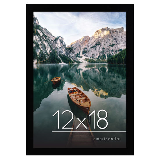 Picture of Americanflat 12x18 Poster Frame with Shatter-Resistant Glass - Gallery Style Frame with Engineered Wood - Signature Collection - Photo Frame for Wall Display - Black