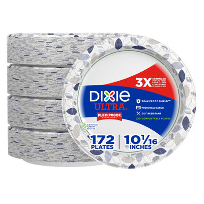 Picture of Dixie Ultra, Large Paper Plates, 10 Inch, 172 Count, 3X Stronger, Heavy Duty, Microwave-Safe, Soak-Proof, Cut Resistant, Disposable Plates For Heavy, Messy Meals