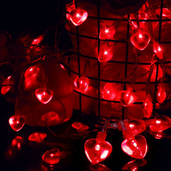 Picture of Luditek 14.7ft 40LED Valentines Day Decorations String Lights, Battery Operated Heart Shape Hanging Garland Valentines Day Decor for Indoor Outdoor Home Room Party Wedding
