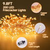 Picture of Minetom Fairy Lights Plug in, 10Feet 200 Led Cluster Lights Waterproof Firecracker Starry String Lights for Ceiling Bedroom Wreath Window Wedding Christmas Tree Decoration, Warm White (No Remote)