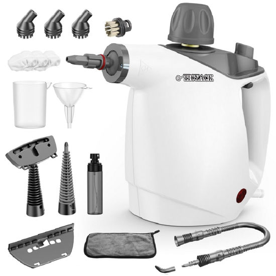 Picture of Handheld Steam Cleaner, Steam Cleaner with 16 PCS Accessory & Safety Lock, 500ML Large Capacity Natural Surface Steam for Cleaning, Multipurpose Steam Cleaner for Home, Car, Bathroom, Grease(White)